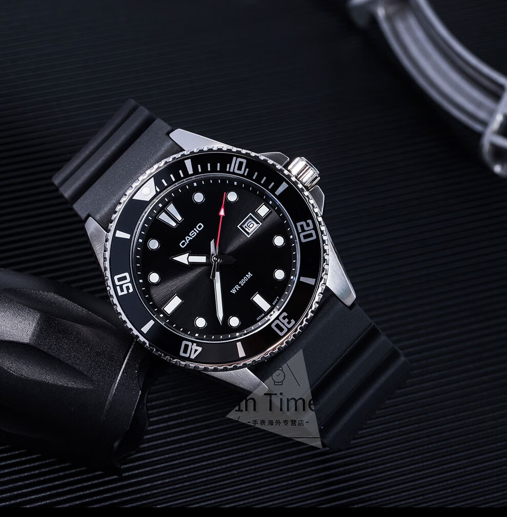 卡西欧casio比尔盖茨同款剑鱼系列黑色水鬼潜水夜光指针男士腕表mdv