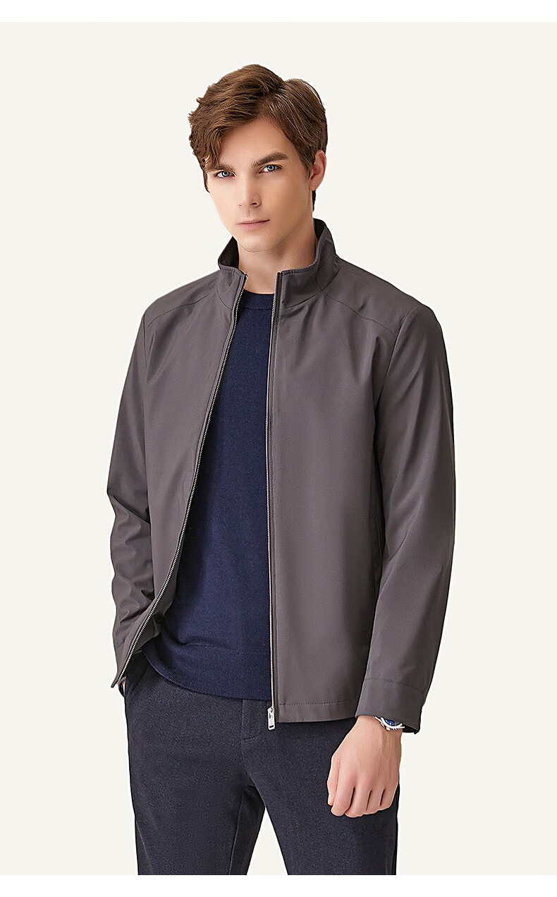 danielhechter丹尼爱特秋冬新款男士立领商务简约百搭夹克外套黑色48