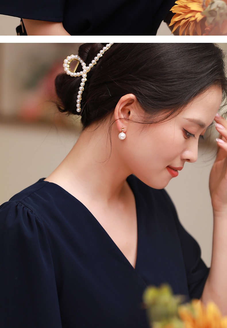 黛米珠宝凝柔正圆镜华珠淡水珍珠耳环女g18k金钻石首饰送女友1011mm