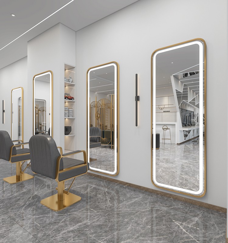 理发店镜台美发店镜子简约带灯美容镜单面镜潮店挂墙发廊专用 170x70