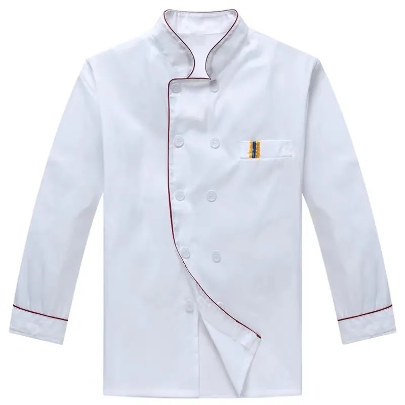 隆京啸厨师服食堂厨房饭店工作服厨衣吸汗透气男女双排厨衣长袖165m