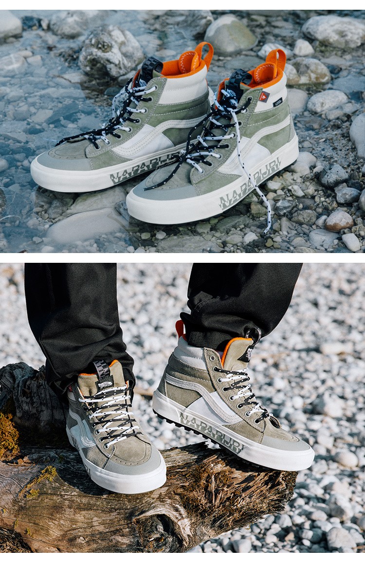 vans旗舰官方 napapijri联名sk8-hi雾霾灰男女mte登山鞋 灰色2f白色