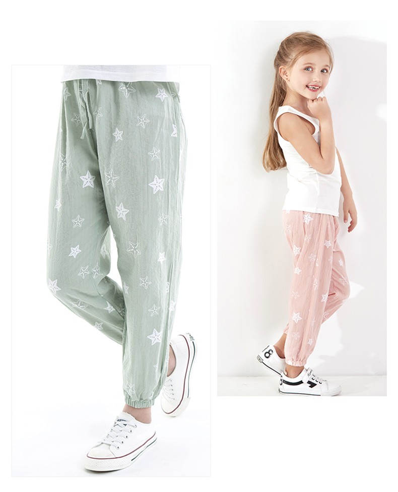女童裤子儿童防蚊裤2022新薄款夏季童装大童女孩洋气灯笼休闲长裤波点