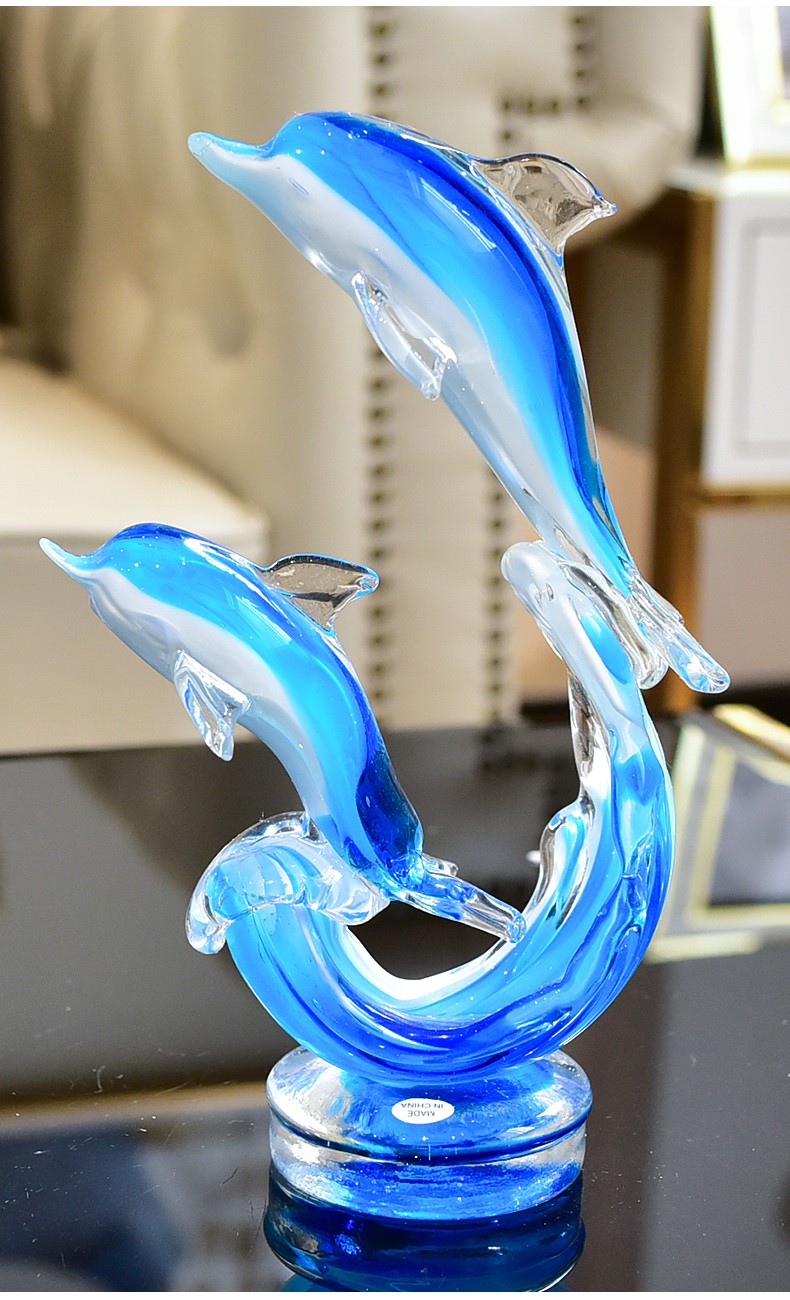 墨菲手工琉璃摆件海豚动物家居创意装饰品客厅酒柜装饰品现代简约工艺