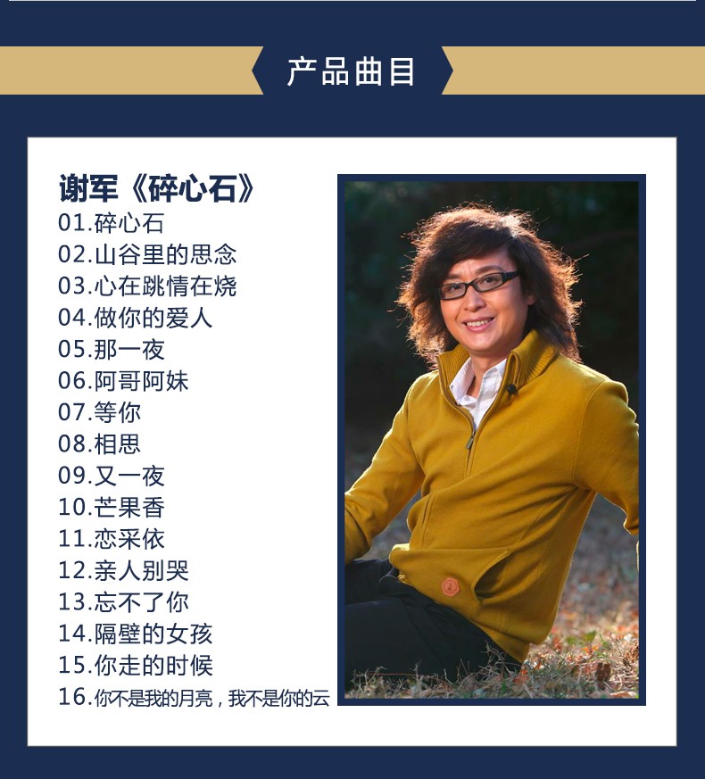 正版唱片谢军专辑碎心石精选经典流行歌曲汽车载cd碟片音乐无损音质