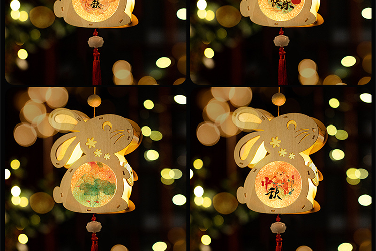 演绎灯笼中秋节装饰手工灯笼儿童礼物卡通手工材料包diy发光小灯笼