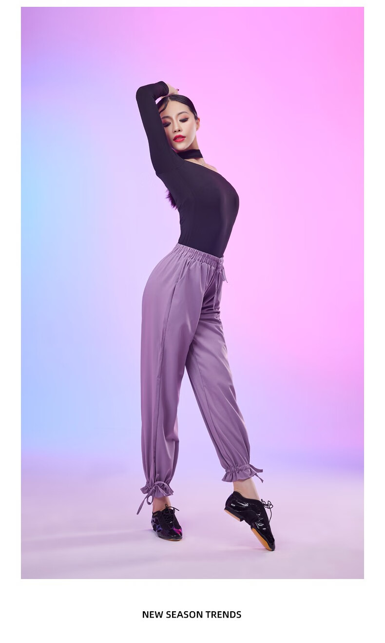 conny拉丁舞服装女成人舞蹈裤女摩登舞裤专业新款国标练功服宽松跳舞