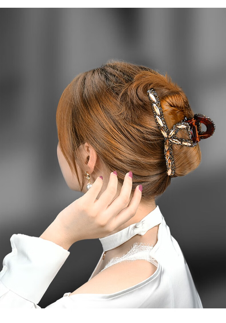 雅贵人成人简约头饰发夹后脑勺韩式盘发大抓夹女士优雅鲨鱼夹大号发饰