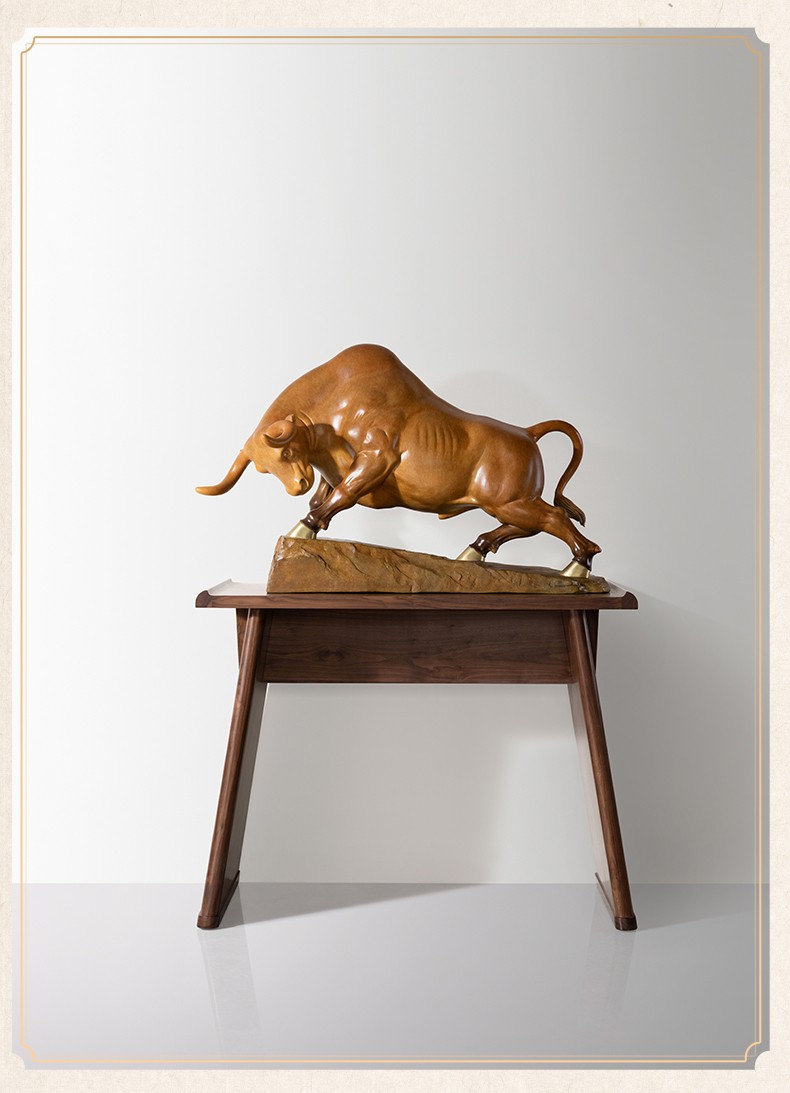 铜师傅全铜摆件大劲牛家居饰品铜工艺品礼品摆件展示台