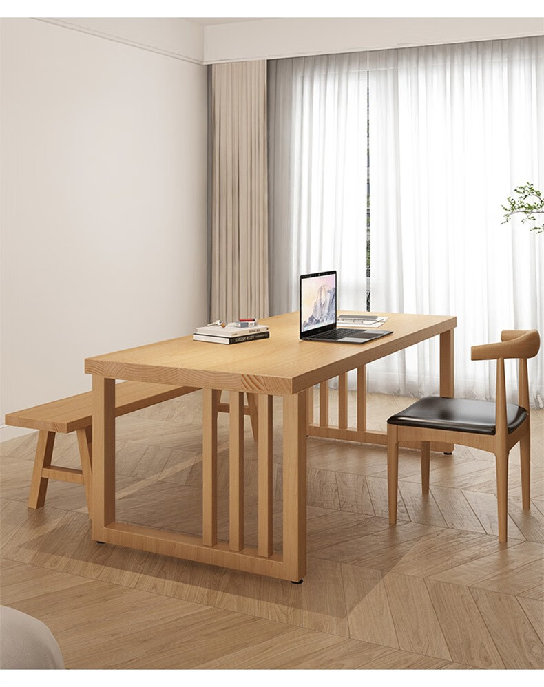 bui 客厅大书桌休闲区实木阅览桌长桌书房学习写字桌家用办公桌工作台