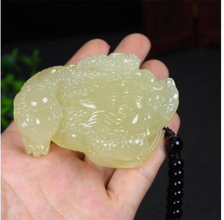 竔立 阿富汗玉方解石玉石三足金蟾手把件男款保真随身把玩