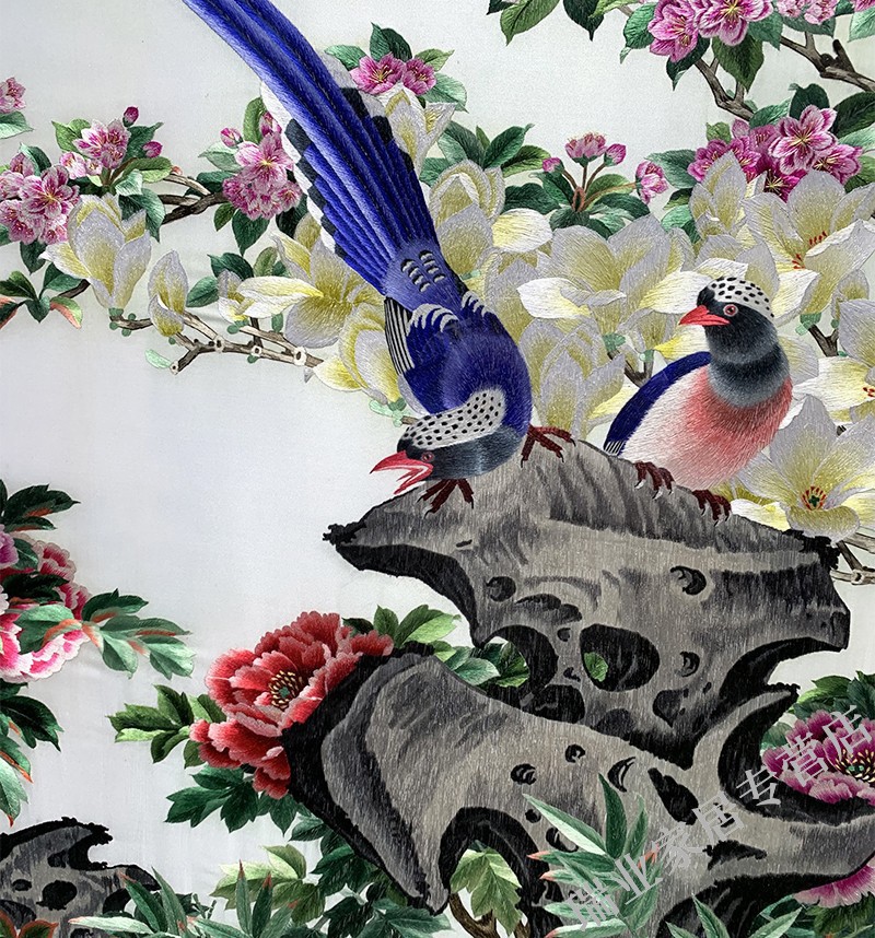 汉宫精品苏绣牡丹装饰画春色满园高档手工刺绣客厅卧室沙发背景墙挂画