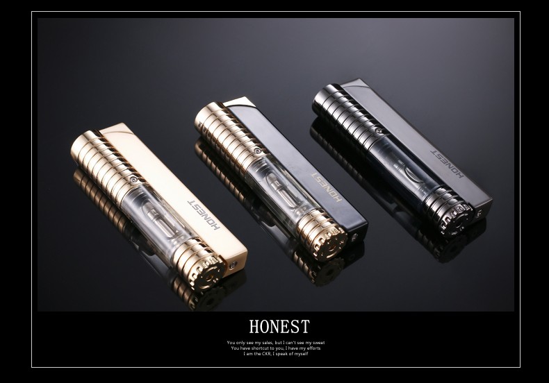 honest百诚个性香菸打火机超薄创意气体充气防风男士电子打火机刻字送