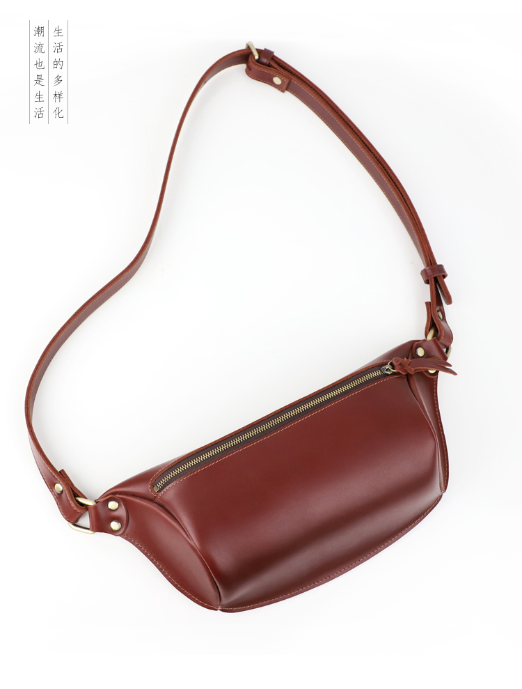 曼尼琼诗vuniqson品牌真皮男士胸包单肩背包斜挎包休闲头层牛皮手工