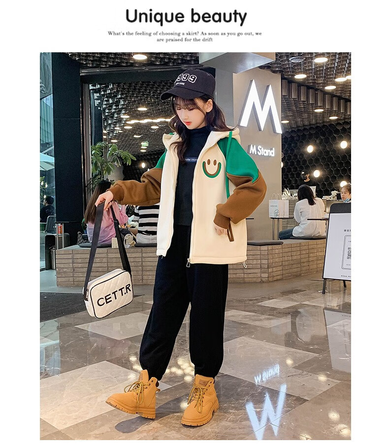 迪莎童话 女童外套秋冬加绒加厚秋冬装新款儿童上衣中大童女宝宝时尚