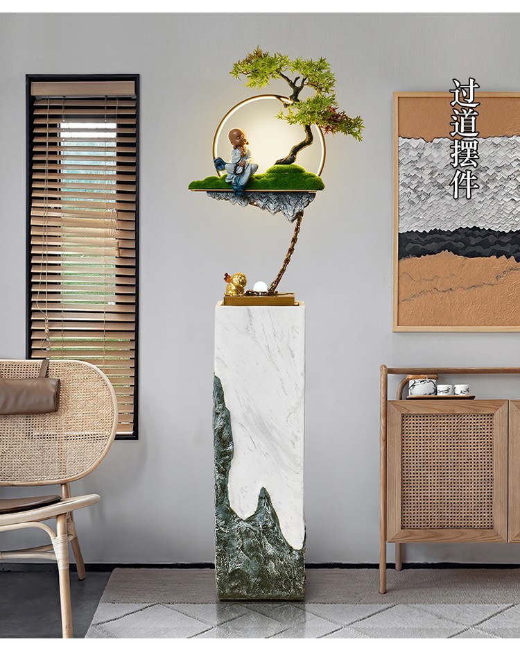宝潭新中式现代轻奢流水落地摆件玄关山水景装饰办公室客厅创意工艺品