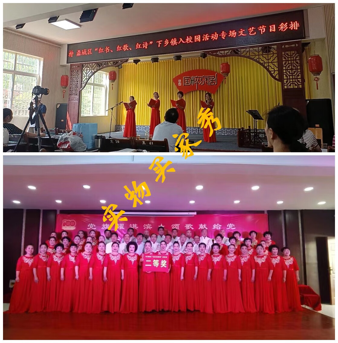 普戈斯大合唱演出服女长裙红歌比赛舞台表演服装合唱团中老年礼服修身