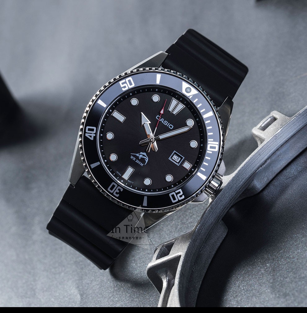 卡西欧casio比尔盖茨同款剑鱼系列黑色水鬼潜水夜光指针男士腕表mdv