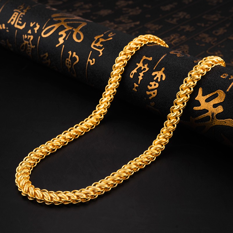 金鹏鑫珠宝黄金项链男款足金999金项链双龙头链泰国老板链霸气纯金素