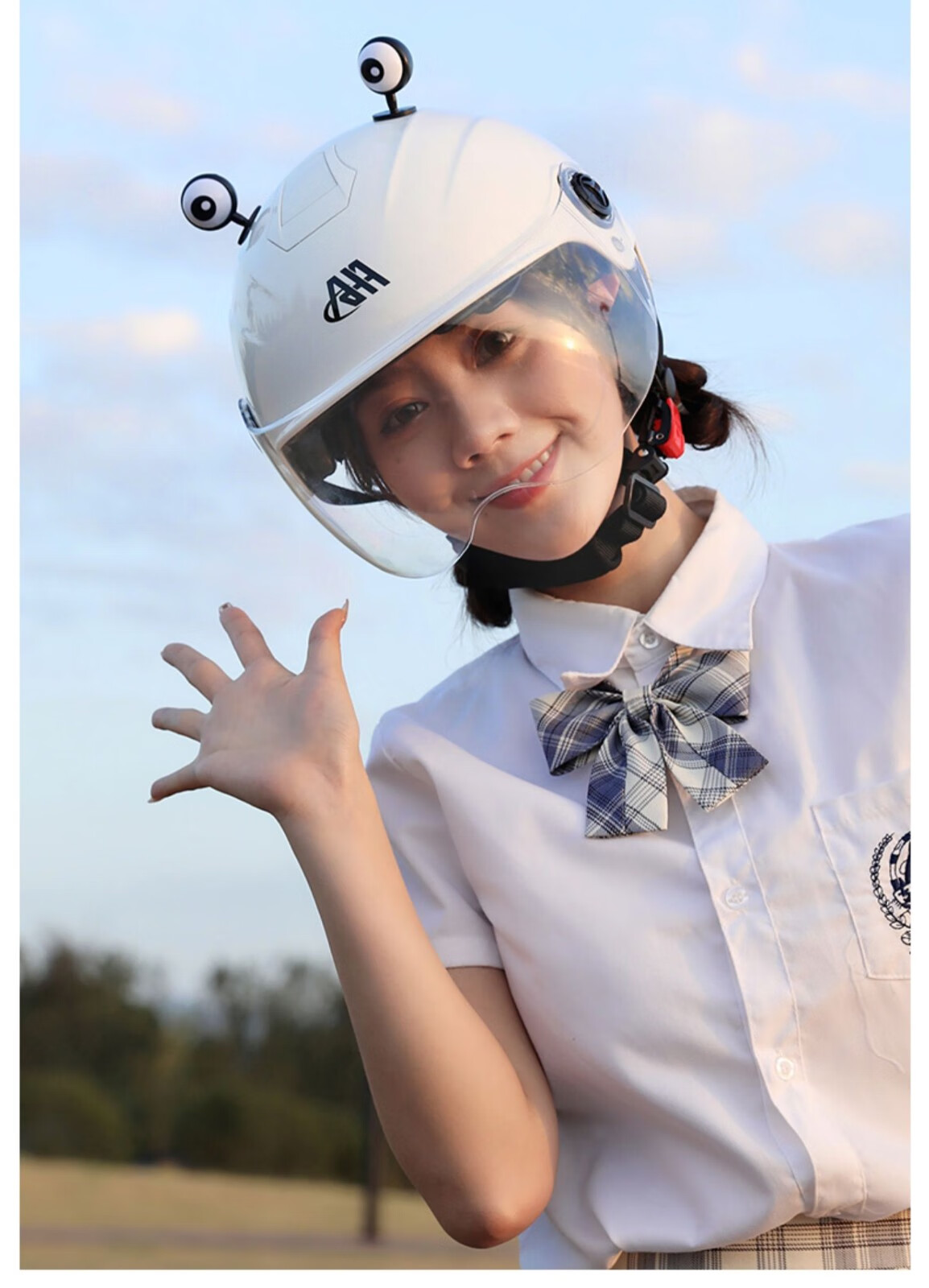 啊哈野马电动车头盔女士冬季保暖四季通用防风防雾双镜片男女通用双