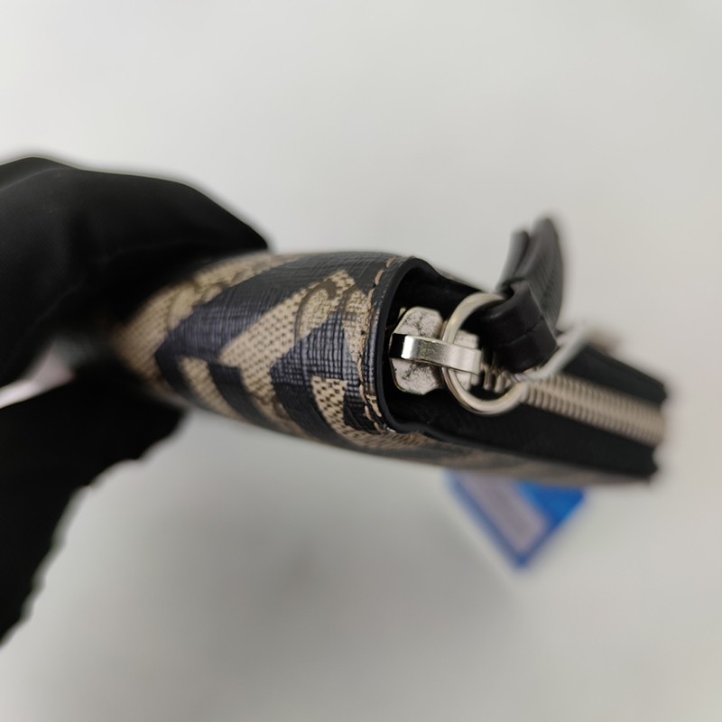 二手9成新古驰gucci小蜜蜂帆布配皮男士长款钱包钱夹带卡槽零钱包