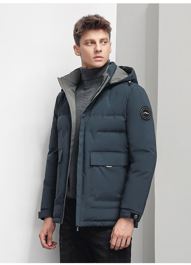 美国保罗羽绒服男中长款2022秋冬新款白鹅绒服防寒保暖外套可脱卸连帽