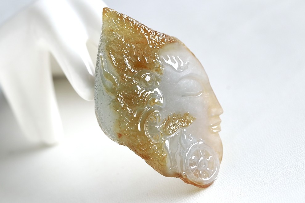 石之富珠宝缅甸翡翠a货冰种黄翡一念之间吊坠5004克