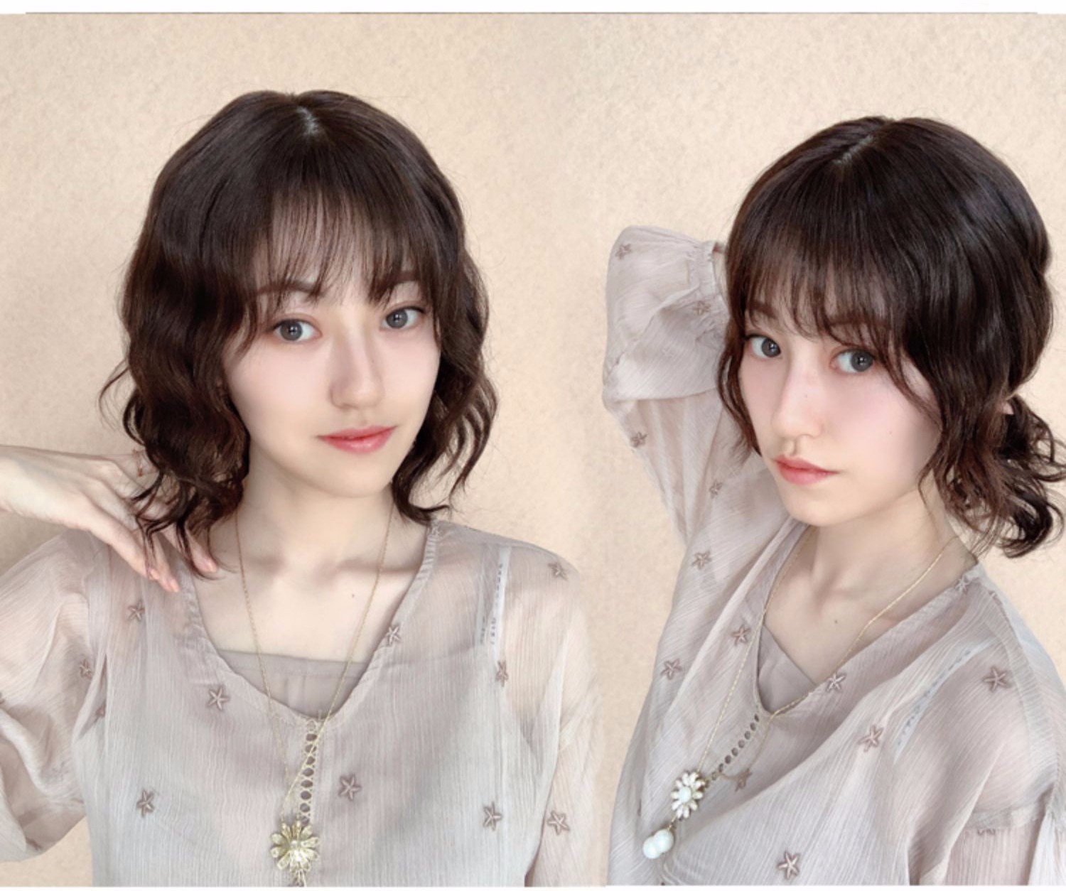 假发女卷发时尚韩式卷空气刘海自然蓬松真人发丝假发套短款韩式卷升级