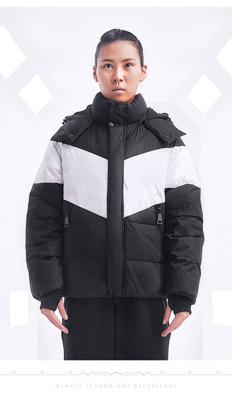 迈途羽绒服男短款轻薄外出服女情侣款防风保暖白鸭绒外出服黑白色女xs