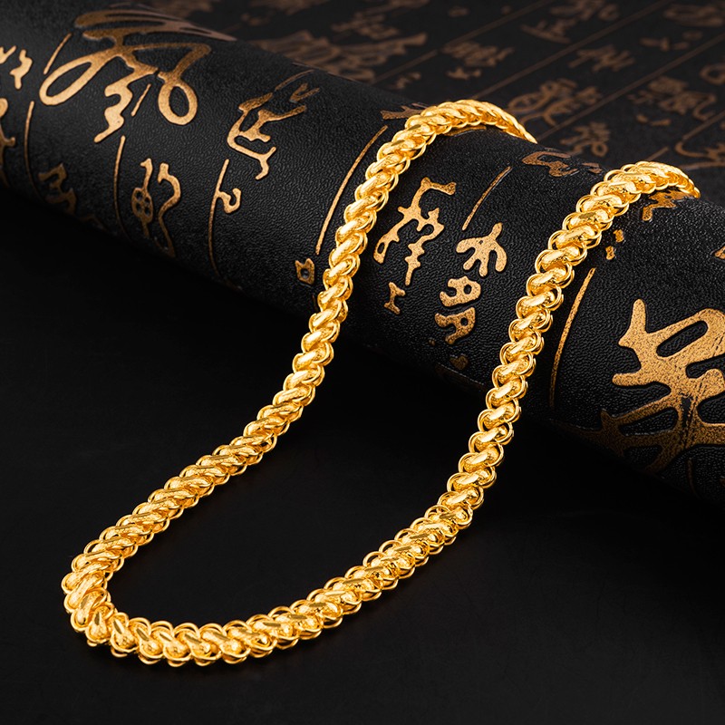 金鹏鑫珠宝黄金项链男款足金999金项链双龙头链泰国老板链霸气纯金素