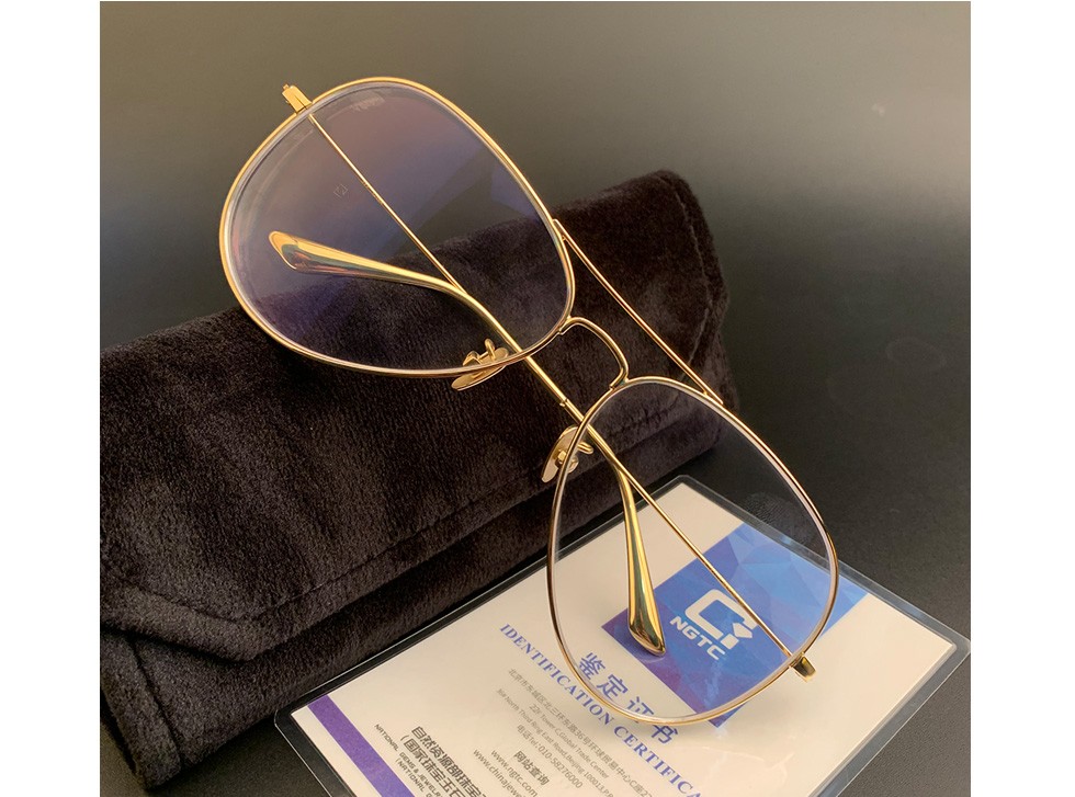 定制18k黄金眼镜架老板总裁商务纯金眼镜框大脸18k黄金全框纯手工造大
