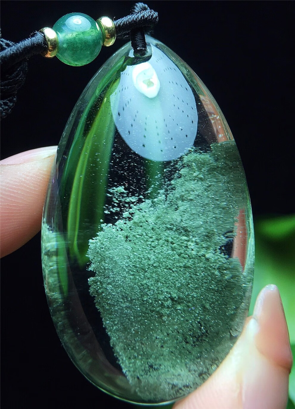 墨辰珠宝天然巴西老矿料绿幽灵水滴吊坠颜色翠绿全包裹晶体干净
