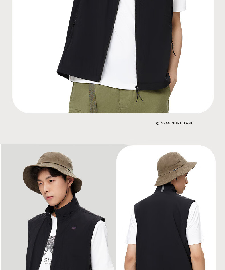 诺诗兰男士背心2022年春夏新款户外防晒防泼水弹力运动马甲坎肩nvtch5