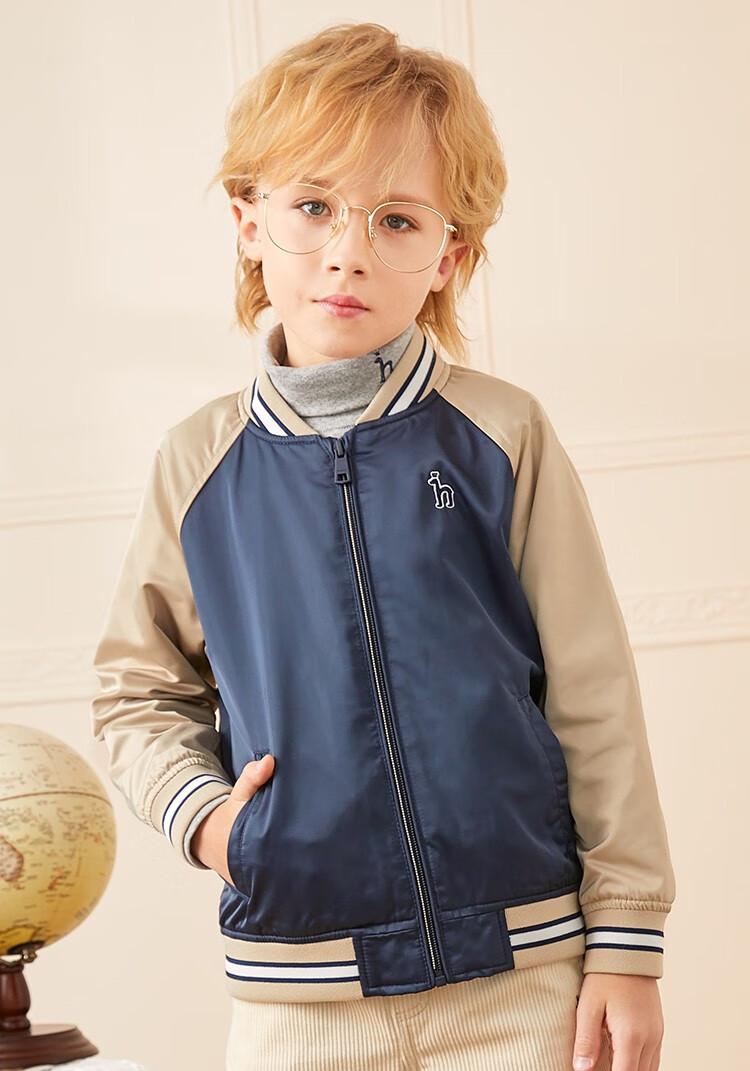 哈吉斯hazzys童装男童外套儿童棒球服秋新品棒球服外套中大童上衣男