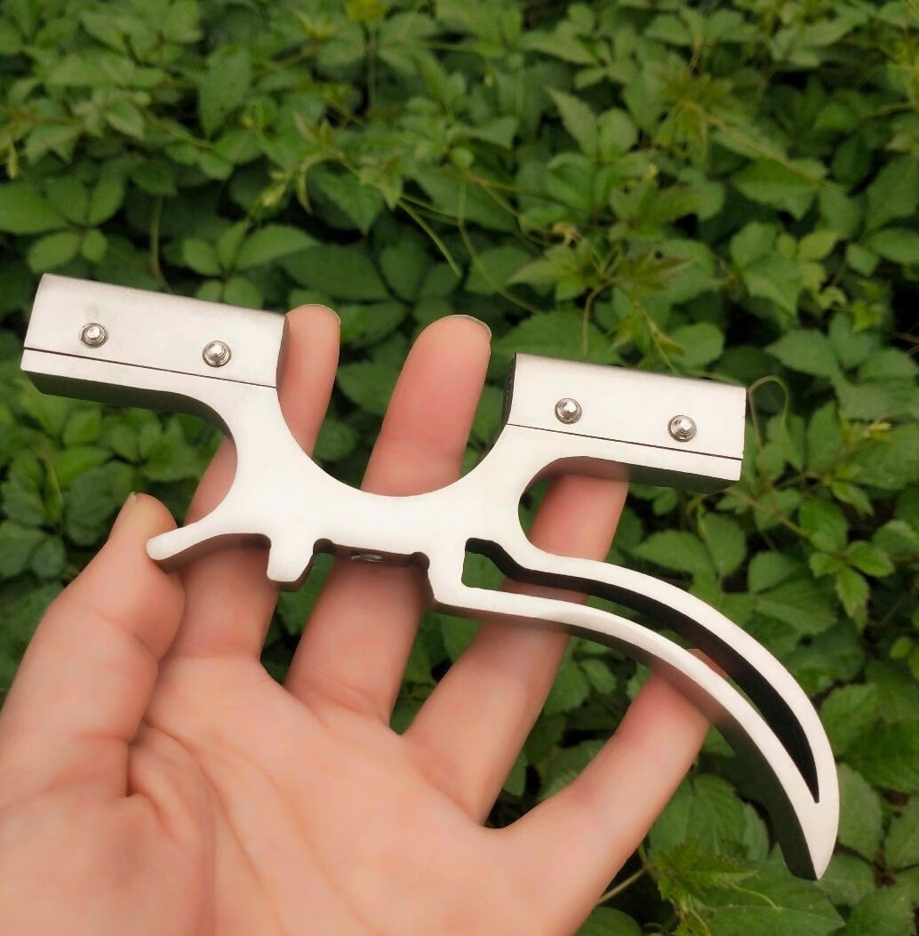 60豪华不锈钢弓头40撑头双螺丝弹簧夹片快压弓头扁皮弹弓配件60豪华弓