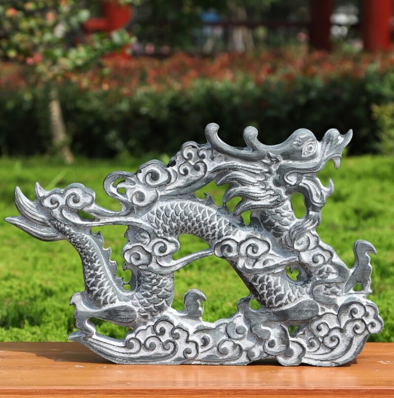 奥琅石苑石头石雕龙凤青石龙凤凰呈祥招财龙凤生肖石头龙摆件办公室石