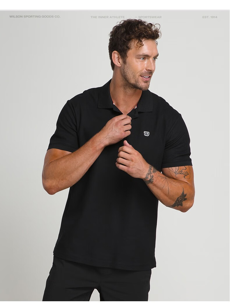 wilson威尔胜男子网球棒球运动短袖polo新款经典logo针织frontcourt