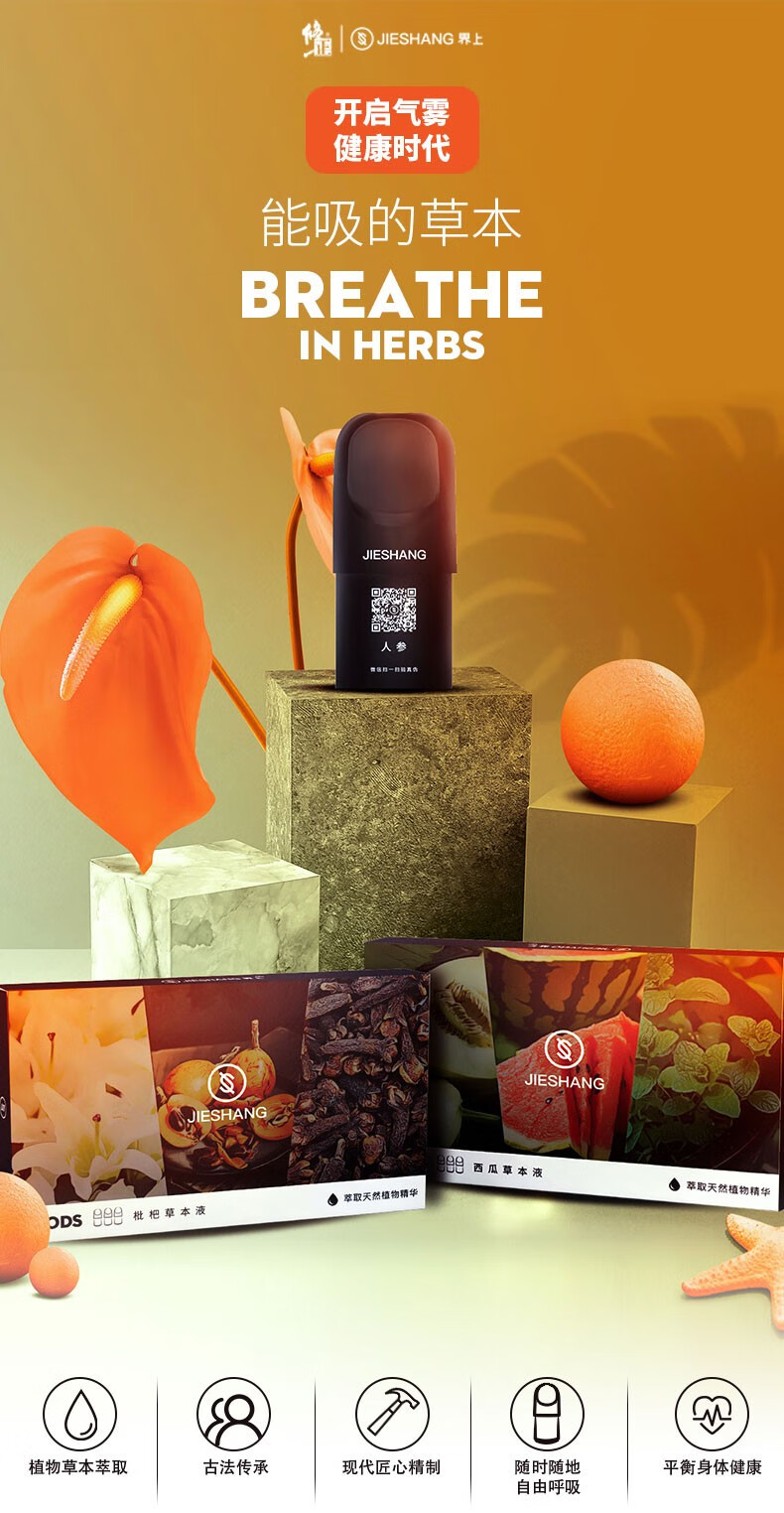jieshang界上二代气雾棒草本液补充装电子雾化液可装卸替换口味二代