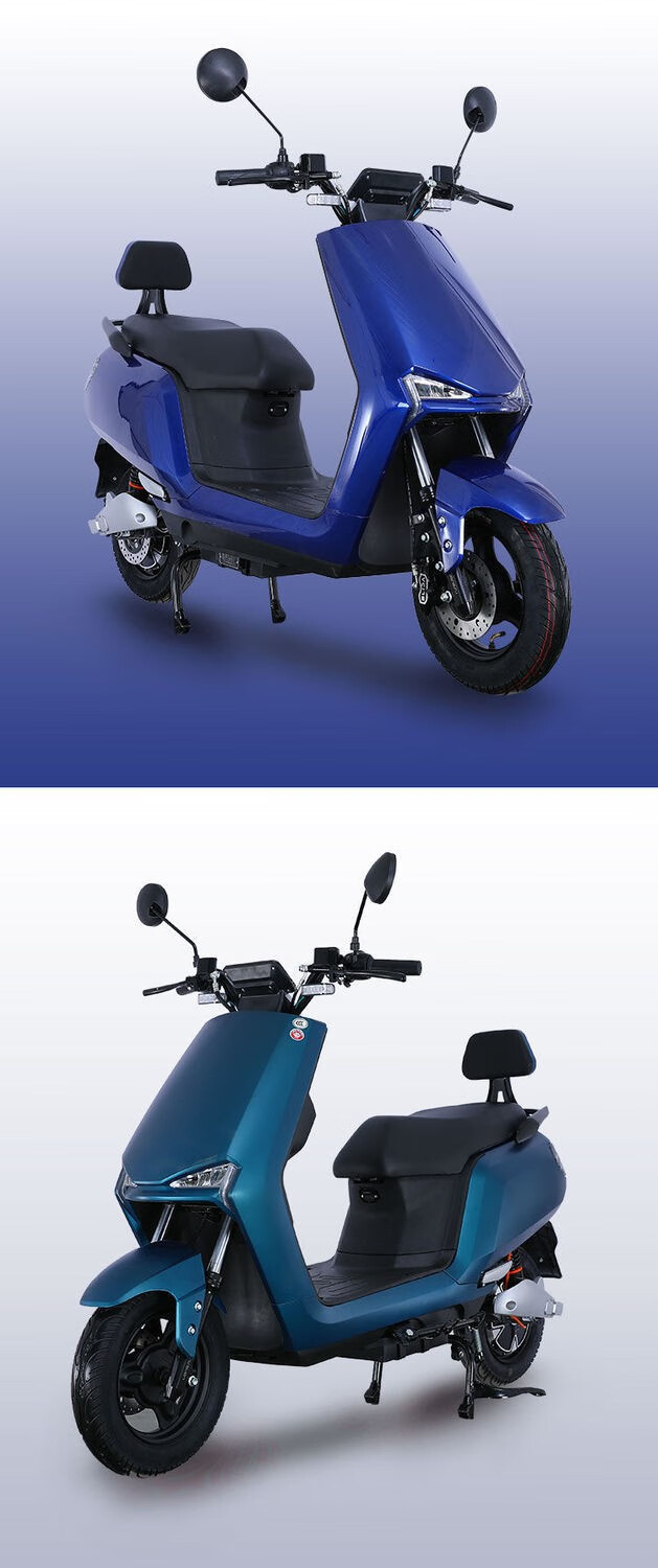 电动车长续航爬坡 72v 电瓶车智能小牛双碟刹高速电摩 豪华版-蓝色