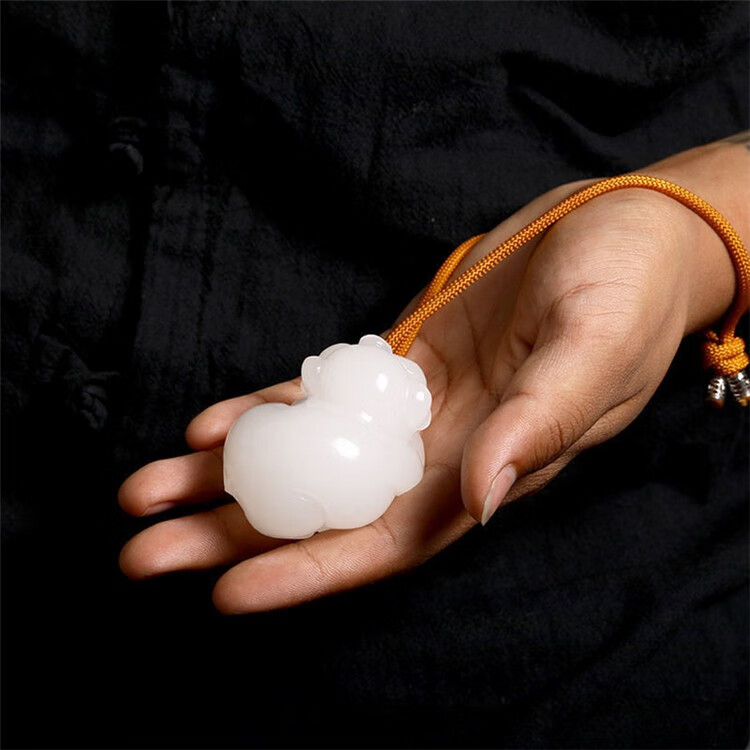 竔立 阿富汗玉天然玉立体小猪手把件生肖猪玉石把玩件男士礼物【图片