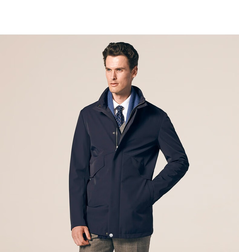 威可多vicutu秋冬季新款男士风衣时尚立领商务休闲外套男vbs20342417