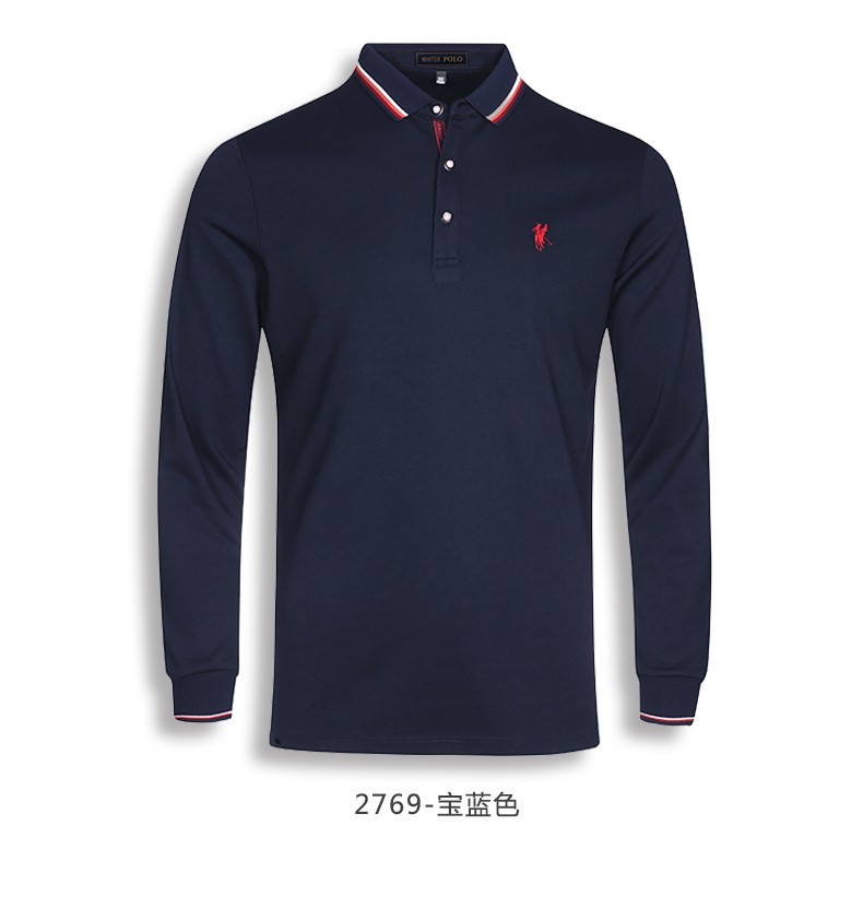 masterpolo保罗t恤男士长袖polo衫上衣保罗刺绣秋装上衣2769牛仔蓝m