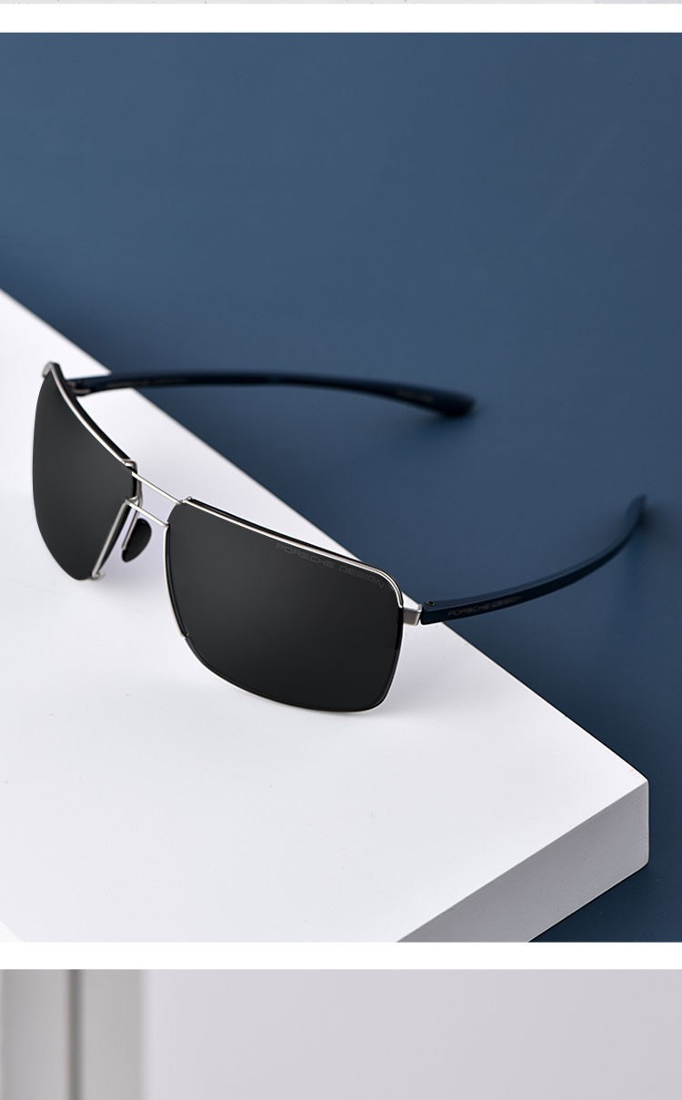 porschedesign太阳镜男商务方形双梁超轻生物钢高清驾驶太阳镜墨镜p8