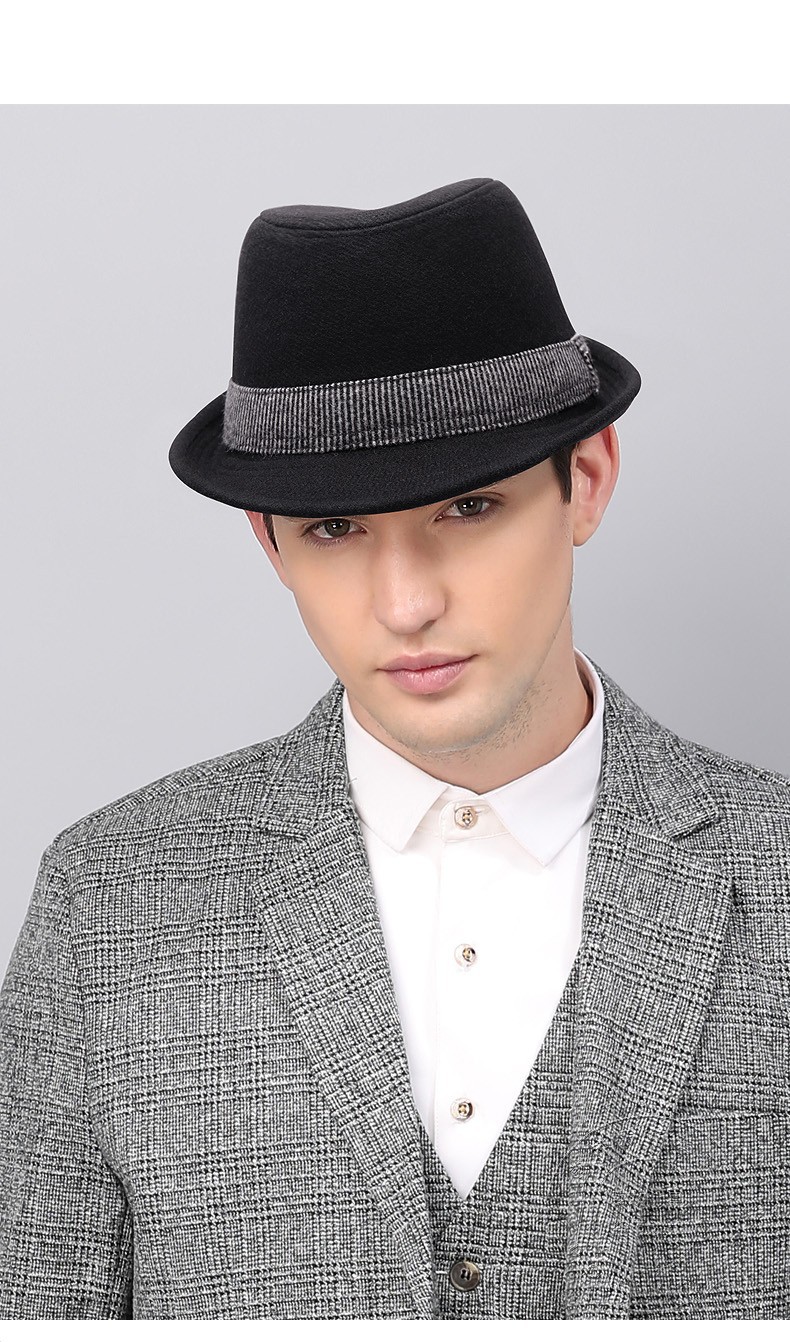 donlojoe礼帽男2021冬季新款上海滩经典复古羊毛呢大码显脸小送父亲