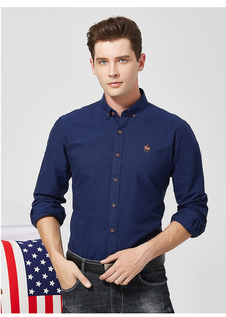 master polo保罗牛津纺长袖衬衣男士中青年纯棉商务休闲牛津纺衬衫