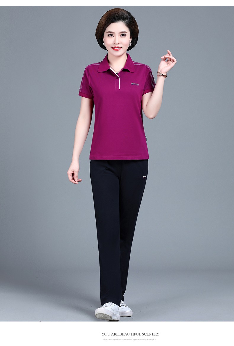 利览品牌中老年女装夏装送妈妈装夏季新款高端棉质中年人女运动服运动