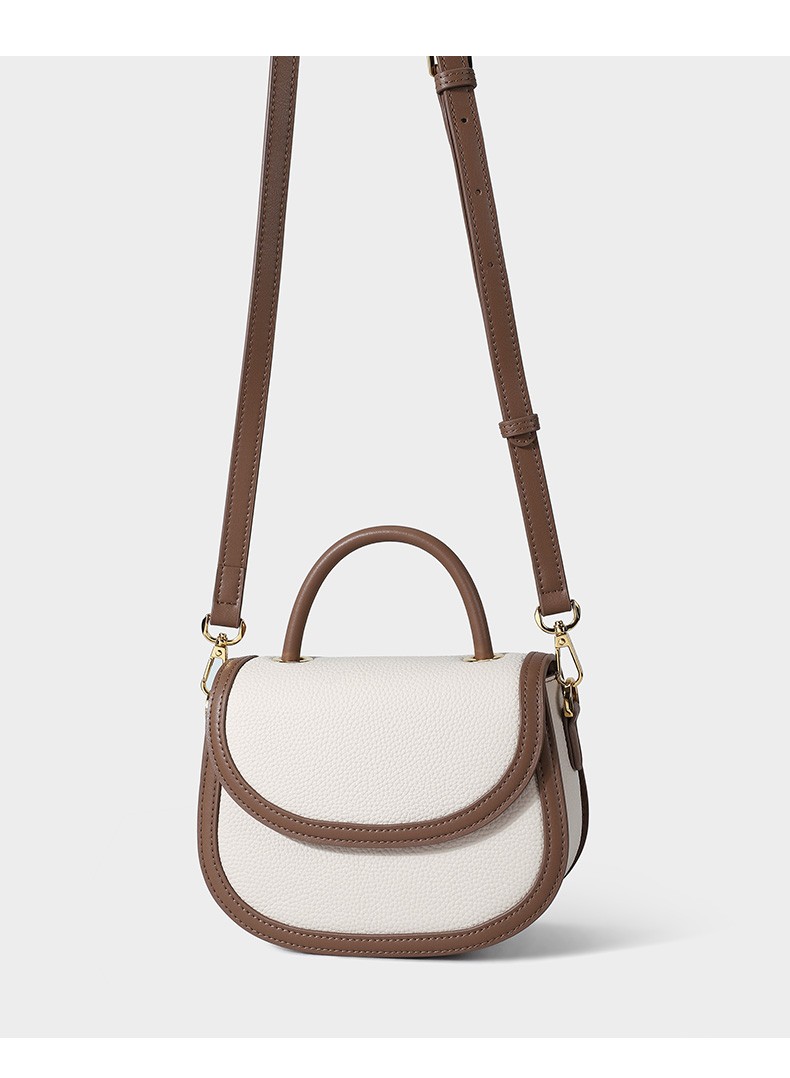 稻草人牛皮包包女包时尚单肩包女经典复古马鞍包小众百搭手提包斜挎包