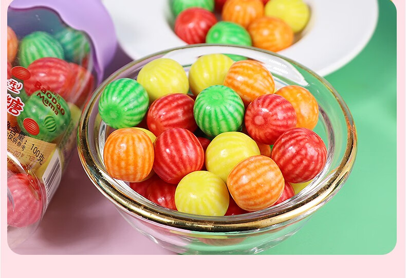 西瓜型泡泡糖水果口味儿童口香糖零食休闲糖果食品西瓜型泡泡糖混合