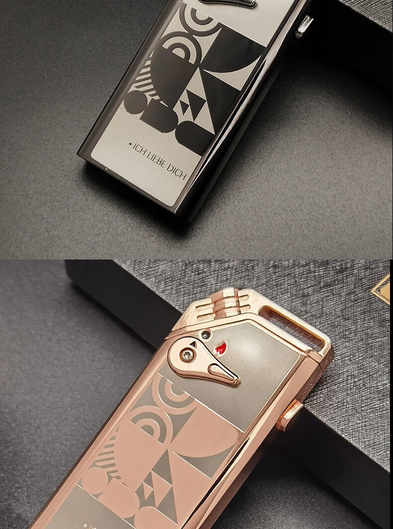 打火机充气防风明火双火触摸感应点烟器男士高档送男友金属全身定制