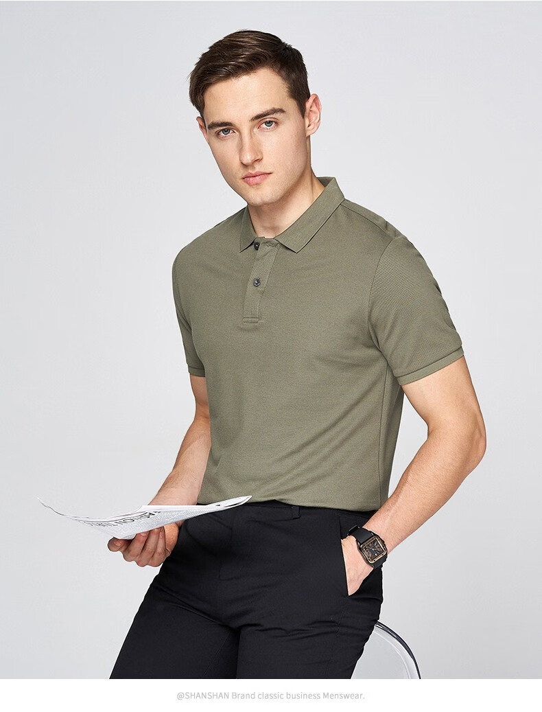 杉杉男装shanshant恤男夏季货品t恤短袖t恤衫男棉弹t恤ssmmsj8927深灰